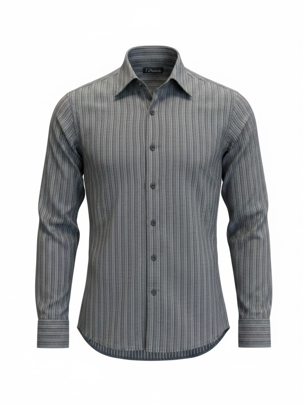 7 Diamonds Mens Button Front Dress Shirt Gray Striped Long Sleeve Modern Fit